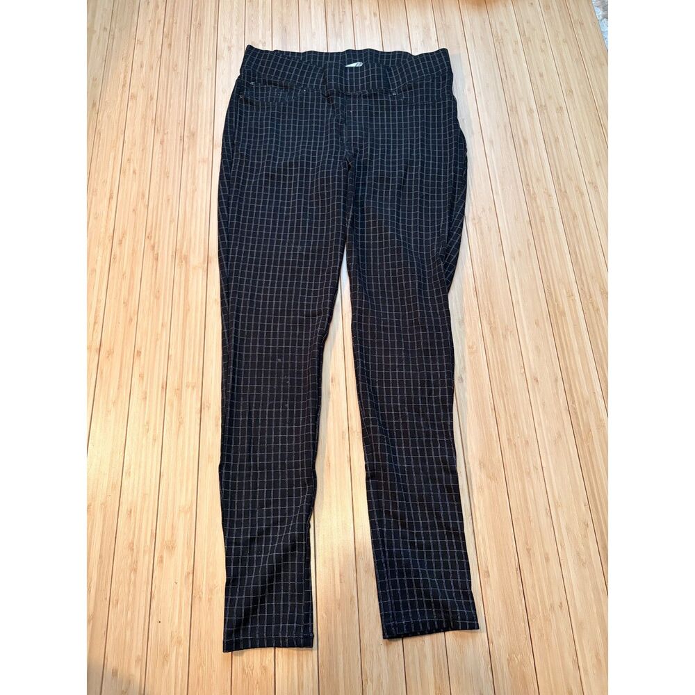 Seven7 Women’s M Black Grid Plaid Pull-On Stretch Pants Trousers